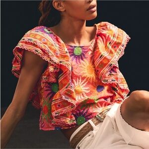 FARM Rio Vibrant Pink Floral Blouse